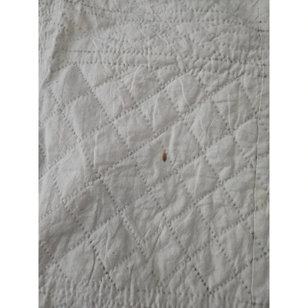 Handmade Patchwork Quilt Postage Stamp Brown Calico Floral Farmhouse 92x94 Vtg